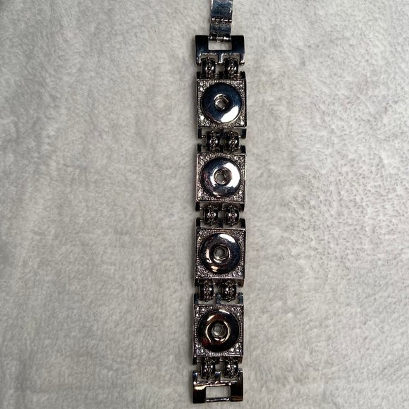 NWOT Silver Sparkle Snap Charm Button Bracelet 6.75" Length - Fits Large Snaps - Picture 13 of 13